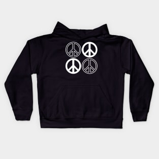 Dusky Blue and White Peace Signs Pattern Kids Hoodie